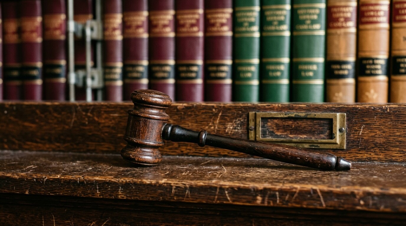 Empty jury box in a courtroom