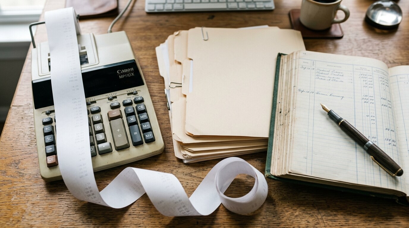 A paralegal reviewing a printed Medicare payment summary alongside a settlement statement at a law office desk