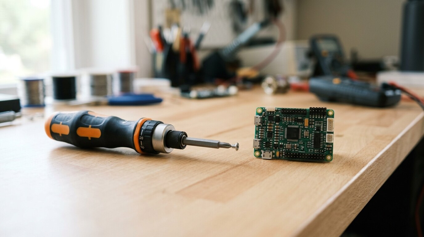 Engineer examining a fractured plastic component under inspection lighting