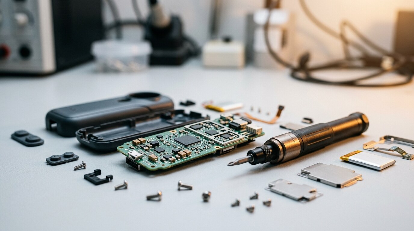 Cracked consumer product part isolated on a laboratory inspection table