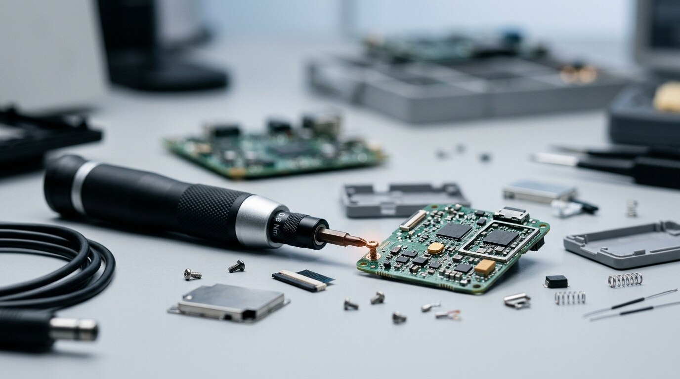Implantable medical device components arranged on a sterile examination tray