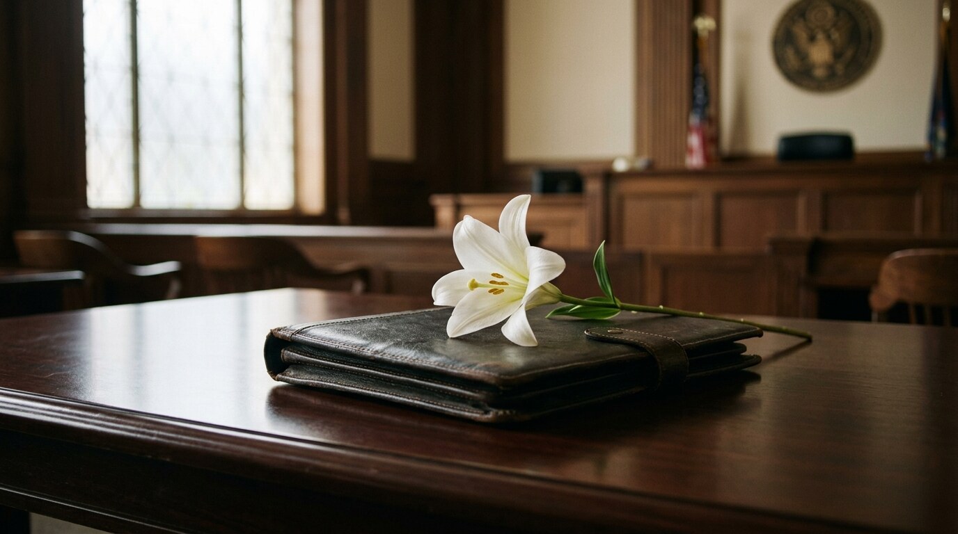 Courtroom with judge's bench and legal documents representing a punitive damages phase