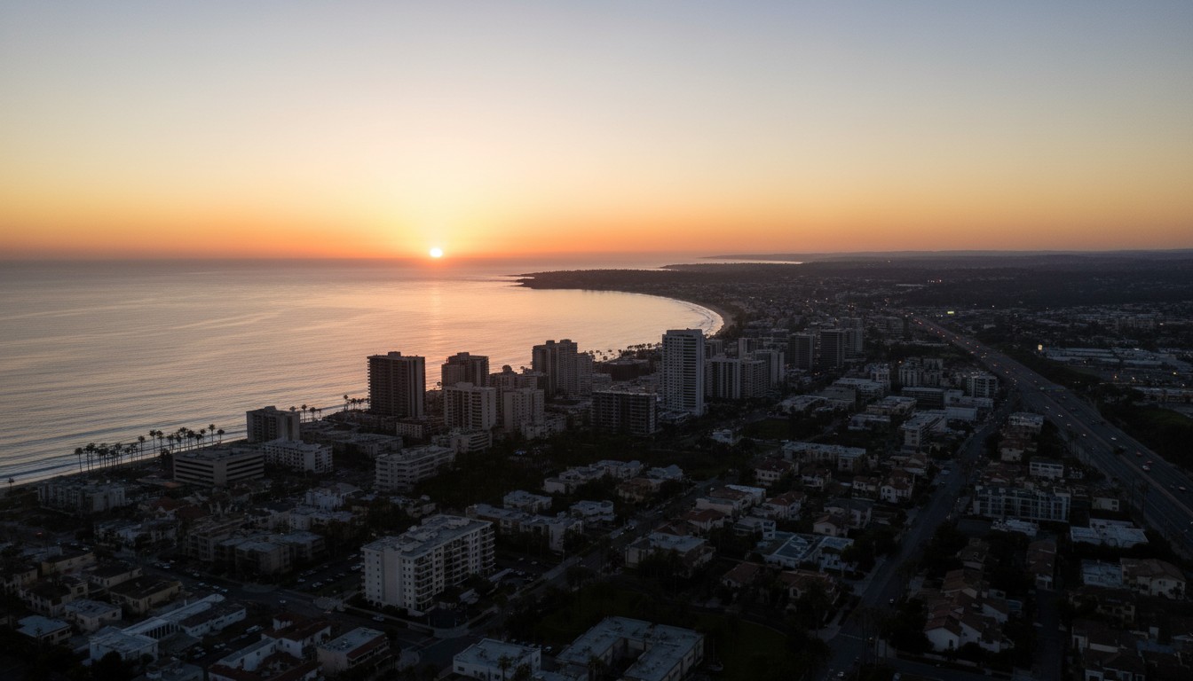 Orange County coastal skyline at sunrise