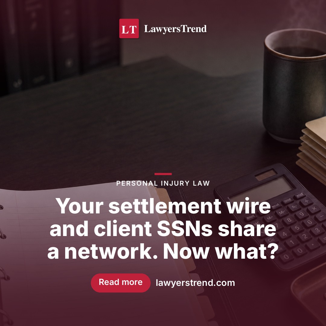 Laptop with padlock icon on a law firm conference table